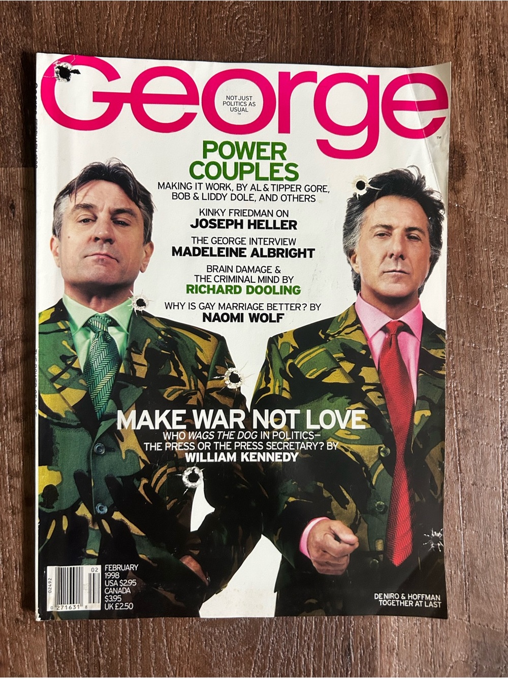 George Magazine February 1998 Wag the Dog Robert DeNiro and Dustin Hoffman